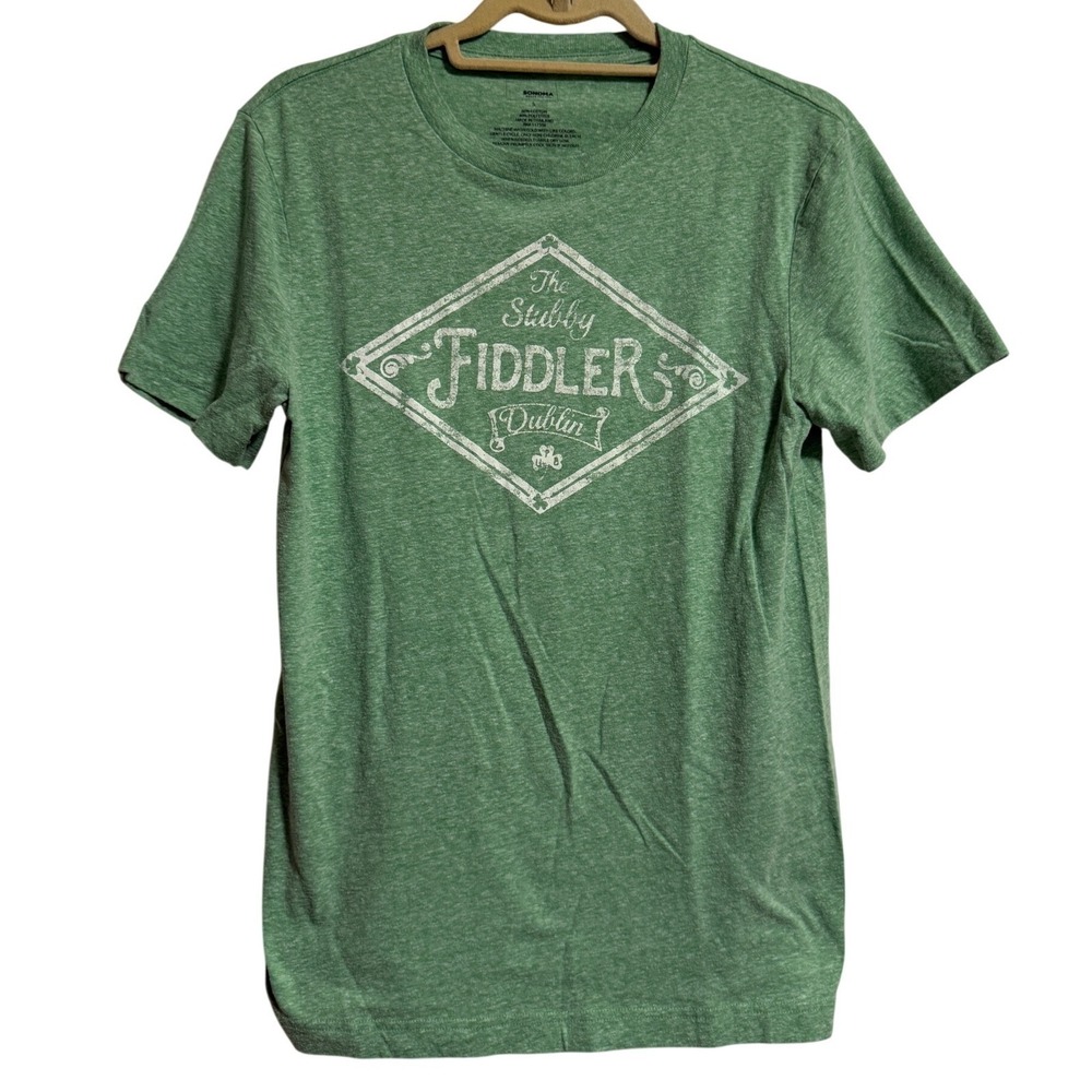 Sonoma Mens The Stubby Fiddler Dublin Green Heather Graphic T-Shirt Small